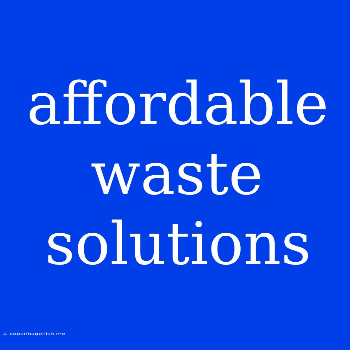 Affordable Waste Solutions