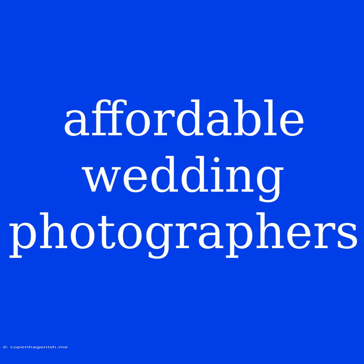 Affordable Wedding Photographers