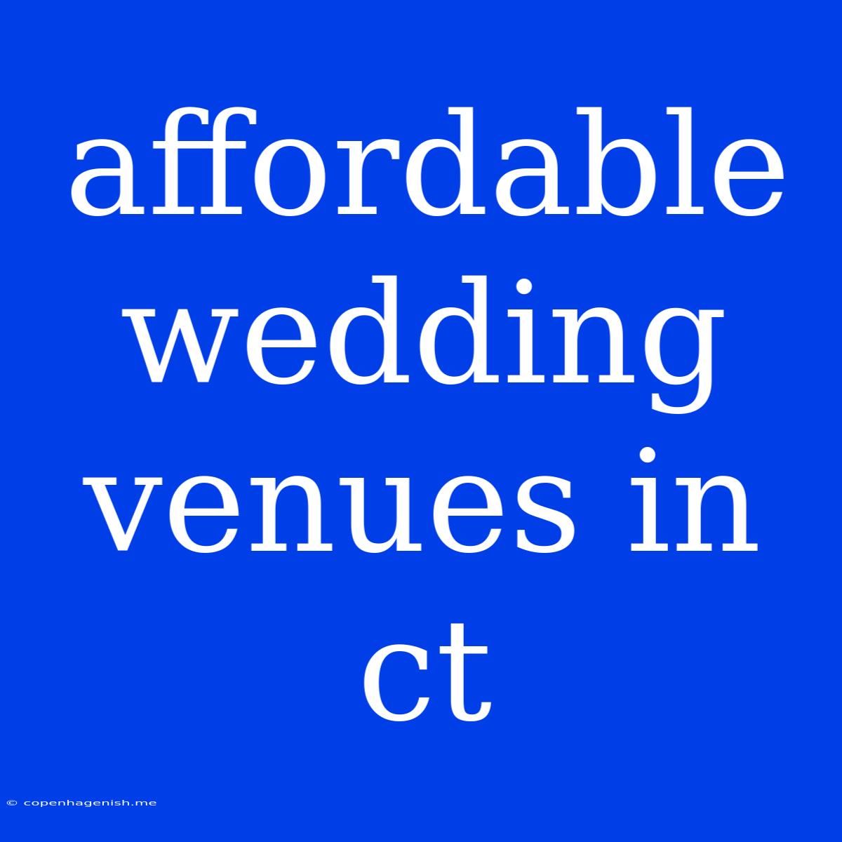 Affordable Wedding Venues In Ct