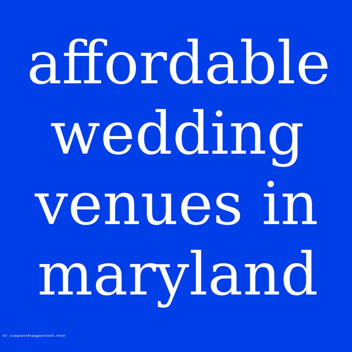 Affordable Wedding Venues In Maryland