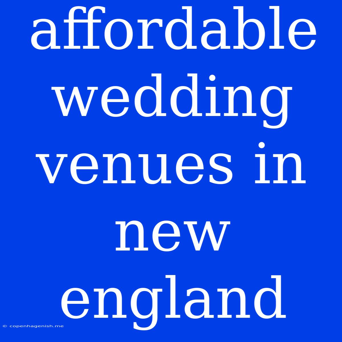 Affordable Wedding Venues In New England