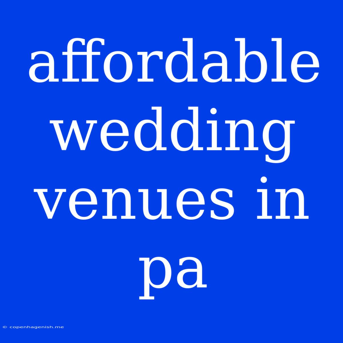 Affordable Wedding Venues In Pa