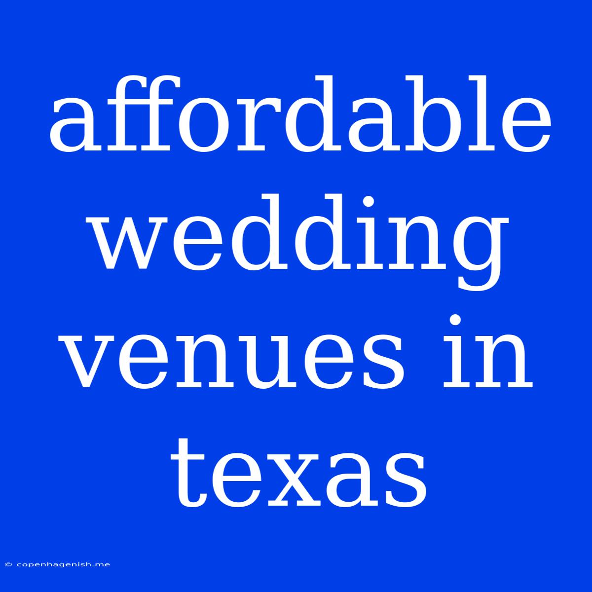 Affordable Wedding Venues In Texas