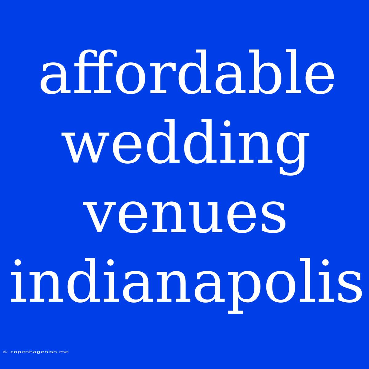 Affordable Wedding Venues Indianapolis