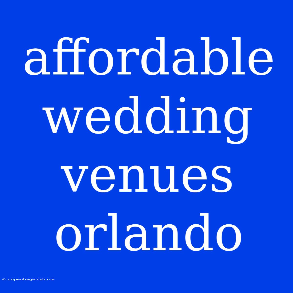 Affordable Wedding Venues Orlando