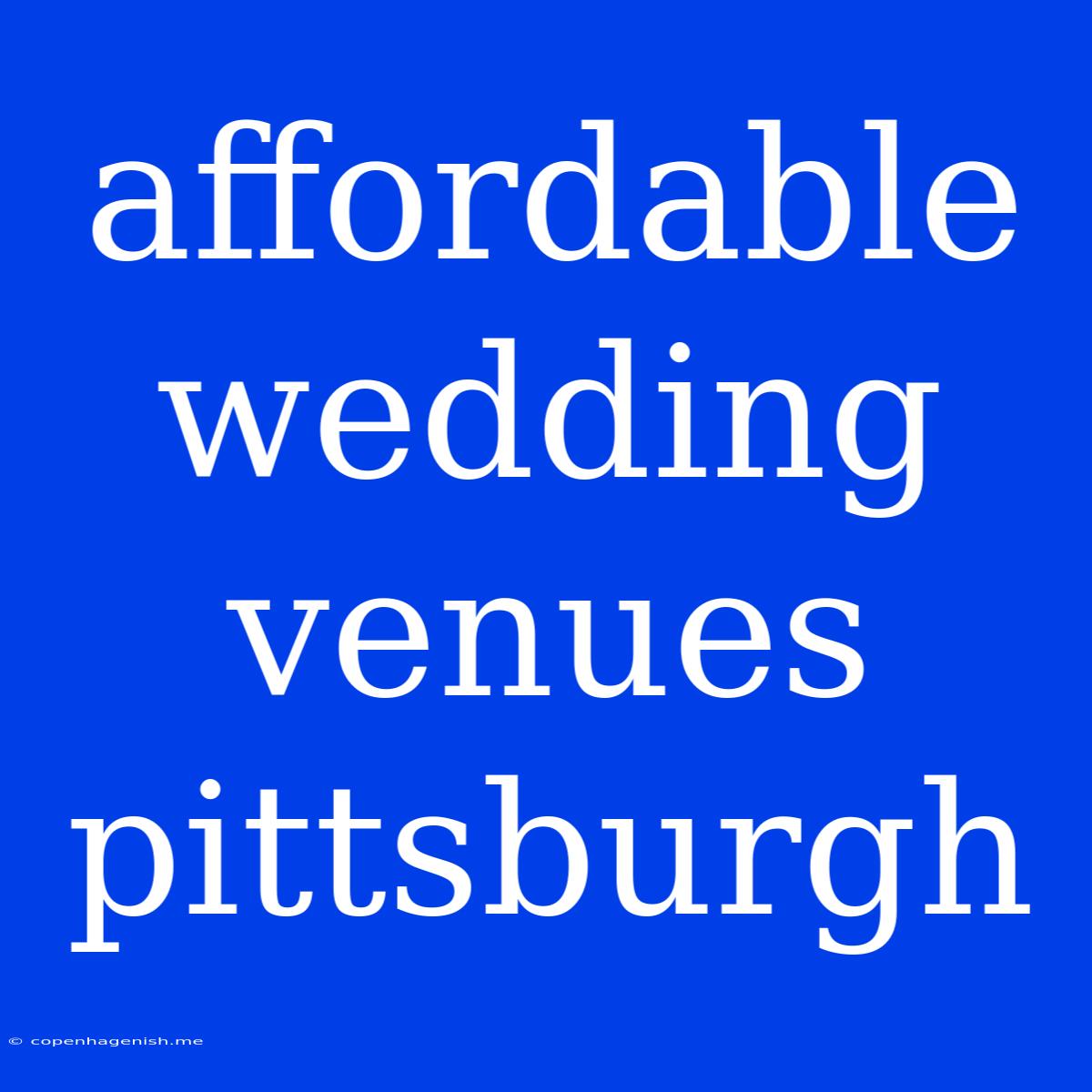 Affordable Wedding Venues Pittsburgh