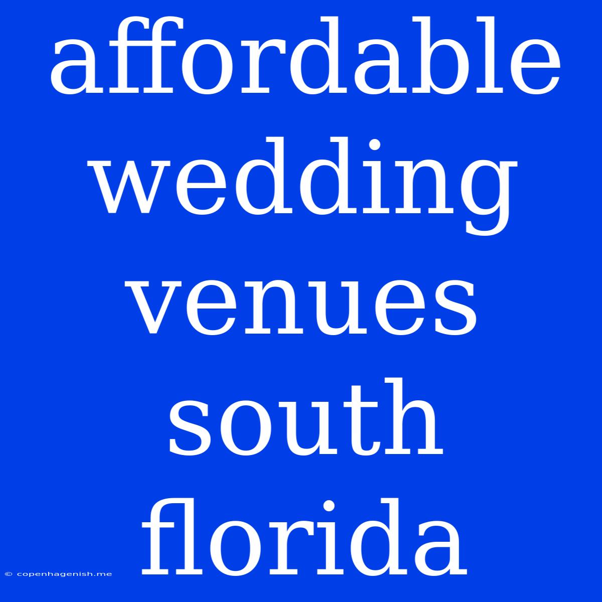 Affordable Wedding Venues South Florida