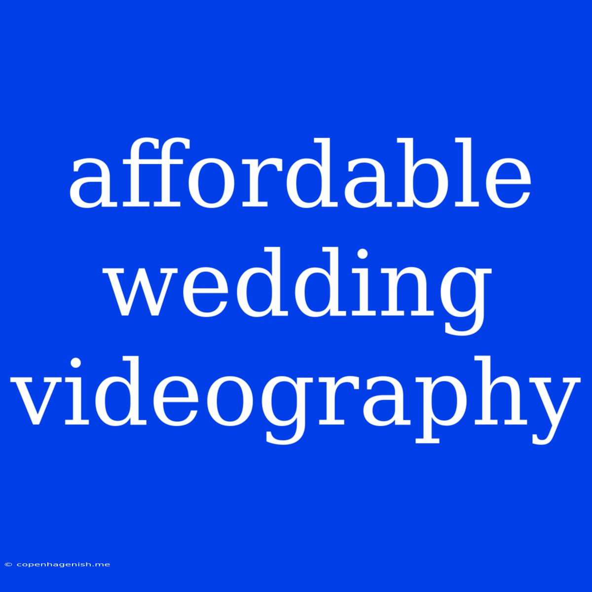 Affordable Wedding Videography