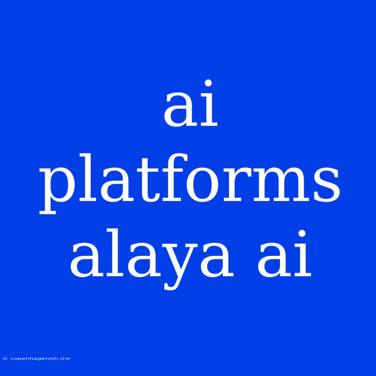 Ai Platforms Alaya Ai