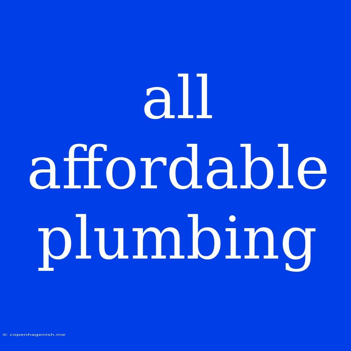 All Affordable Plumbing