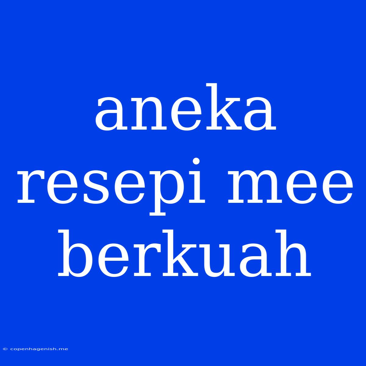 Aneka Resepi Mee Berkuah