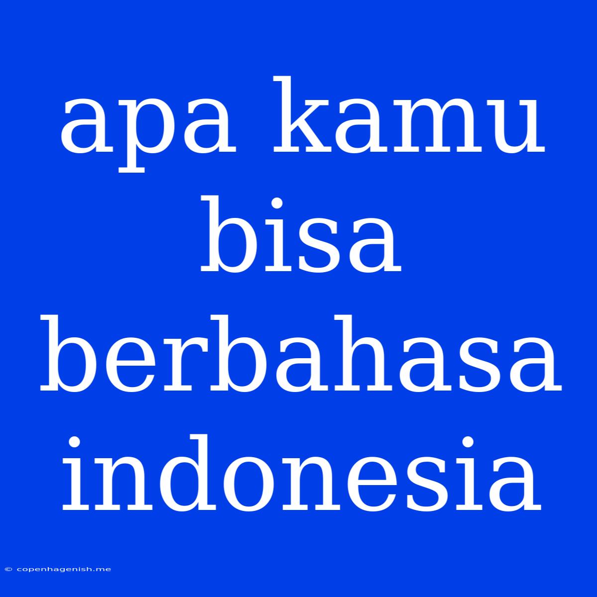 Apa Kamu Bisa Berbahasa Indonesia