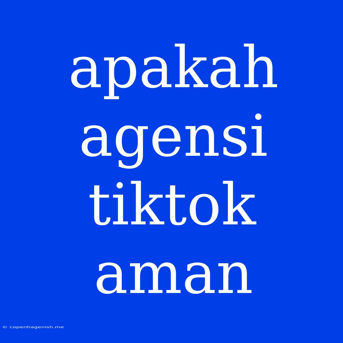 Apakah Agensi Tiktok Aman