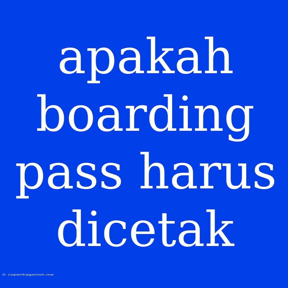 Apakah Boarding Pass Harus Dicetak