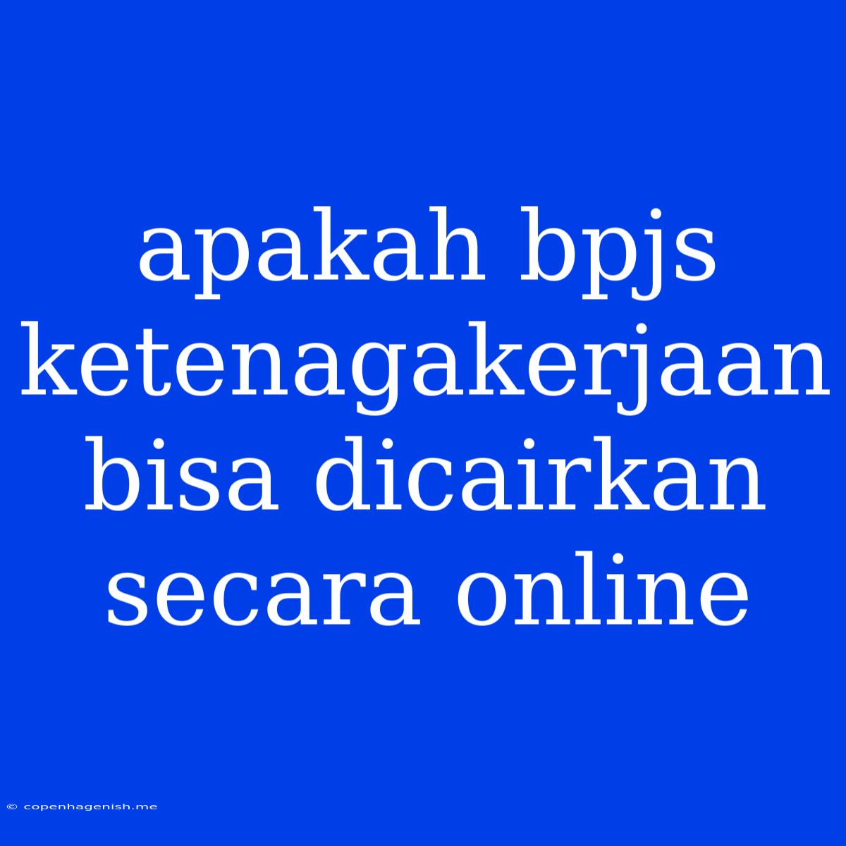 Apakah Bpjs Ketenagakerjaan Bisa Dicairkan Secara Online