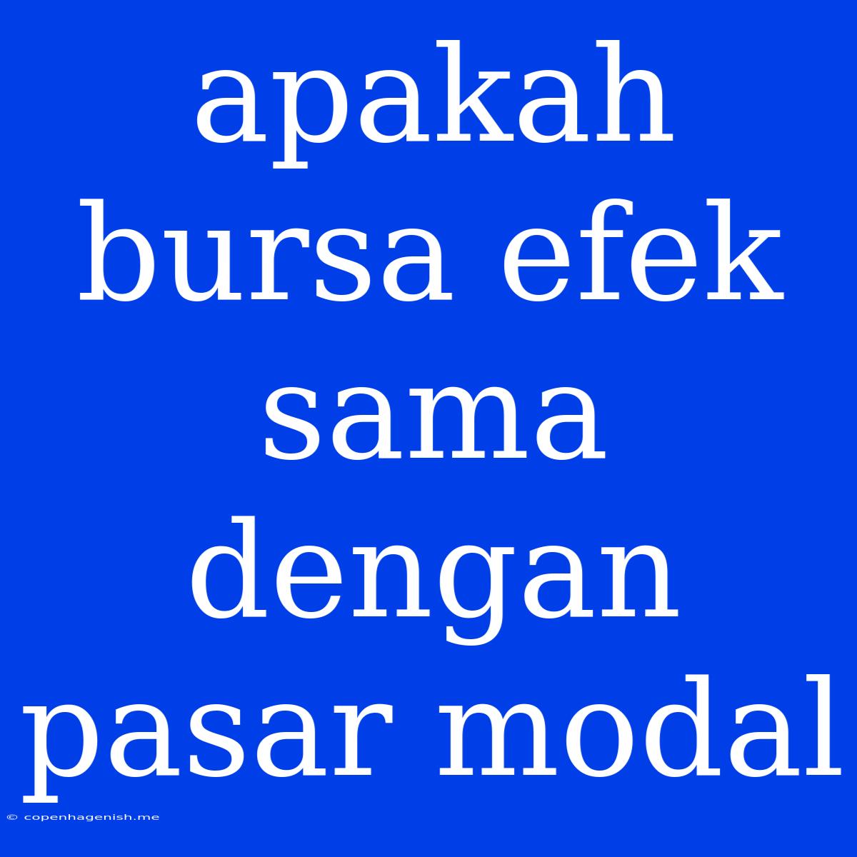 Apakah Bursa Efek Sama Dengan Pasar Modal