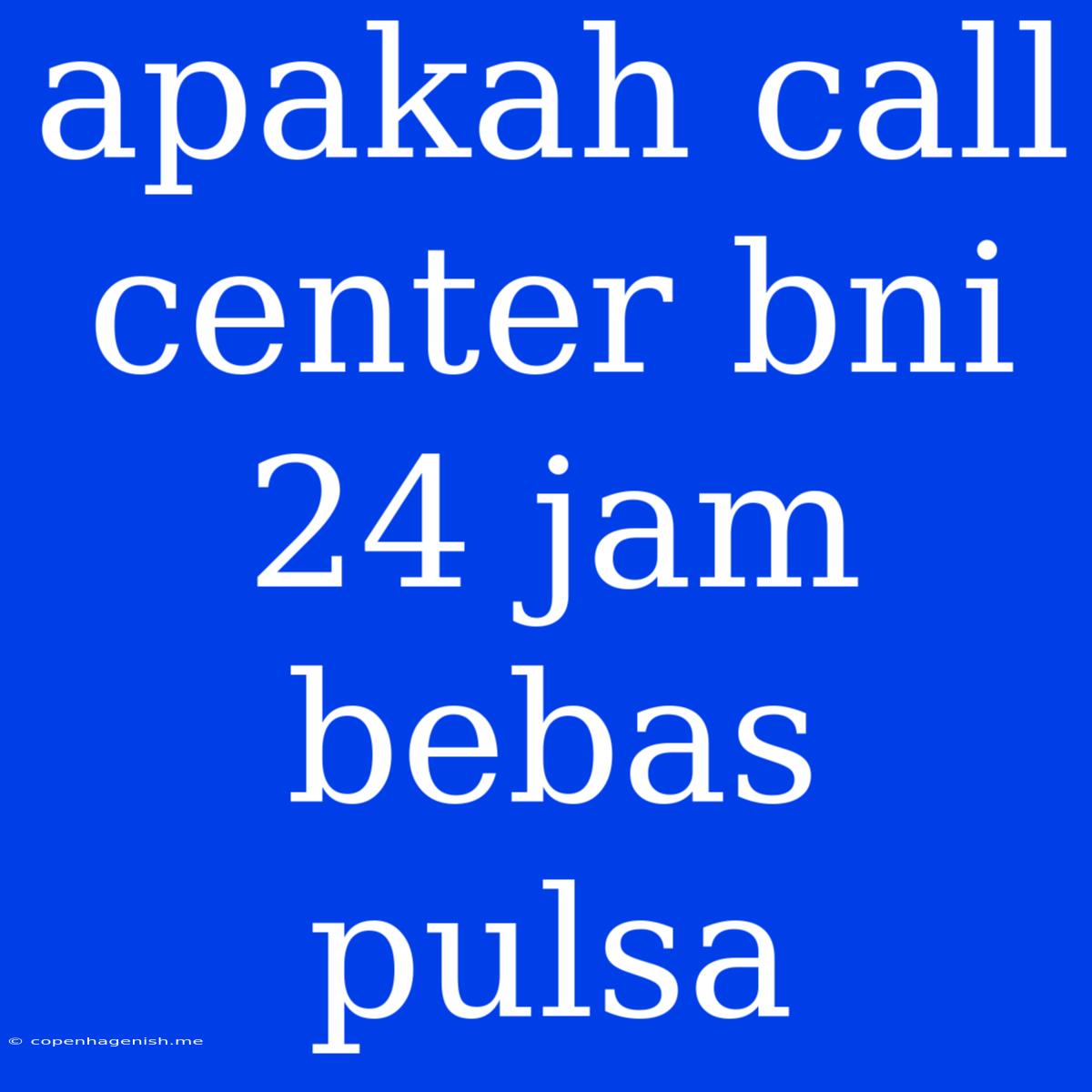 Apakah Call Center Bni 24 Jam Bebas Pulsa