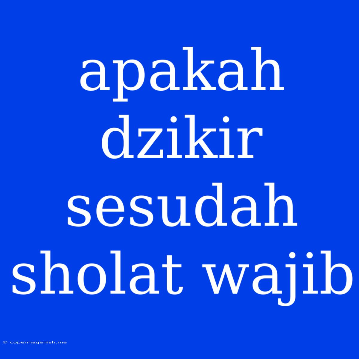 Apakah Dzikir Sesudah Sholat Wajib