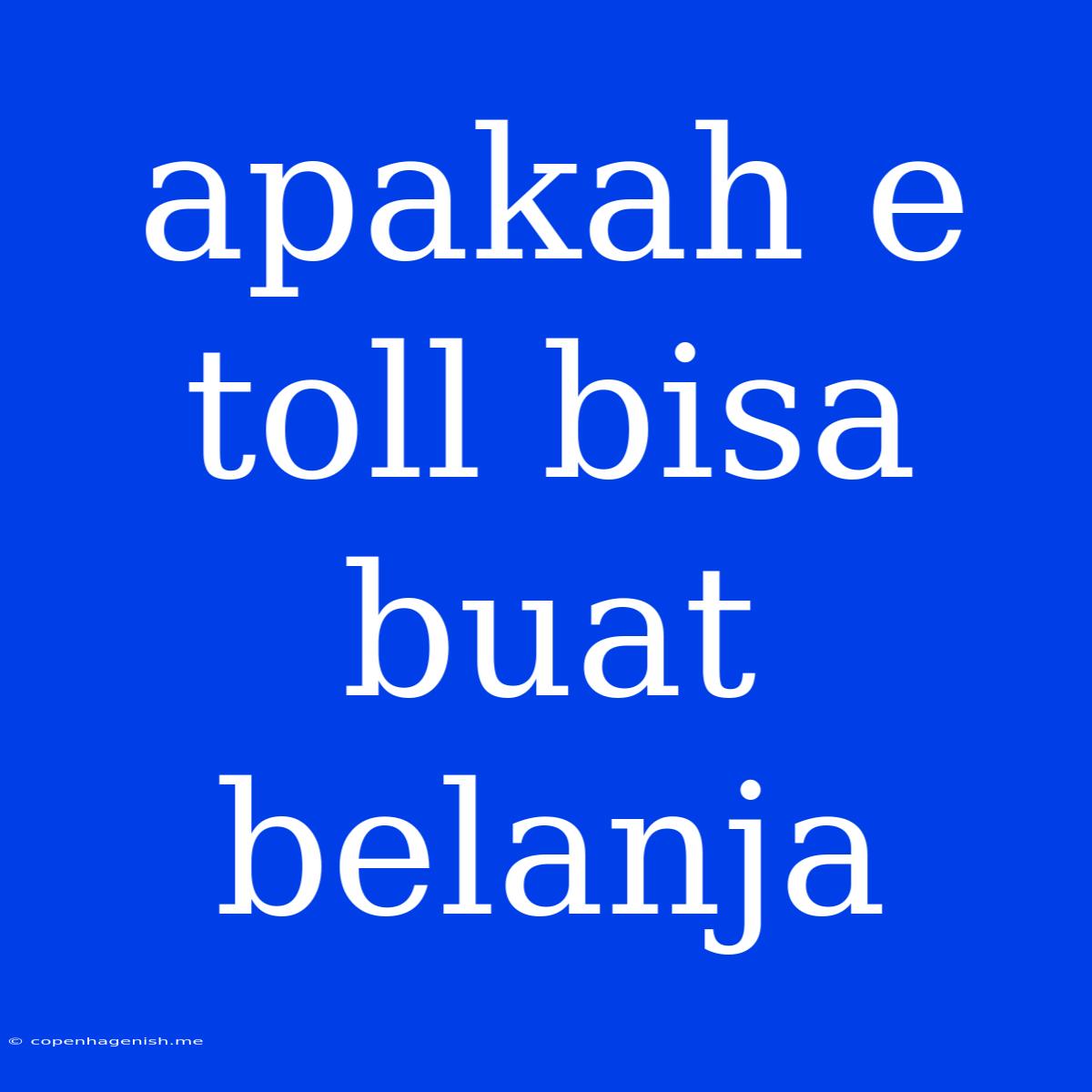 Apakah E Toll Bisa Buat Belanja