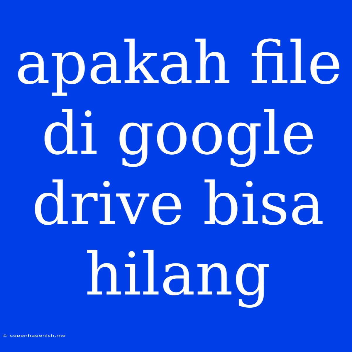 Apakah File Di Google Drive Bisa Hilang