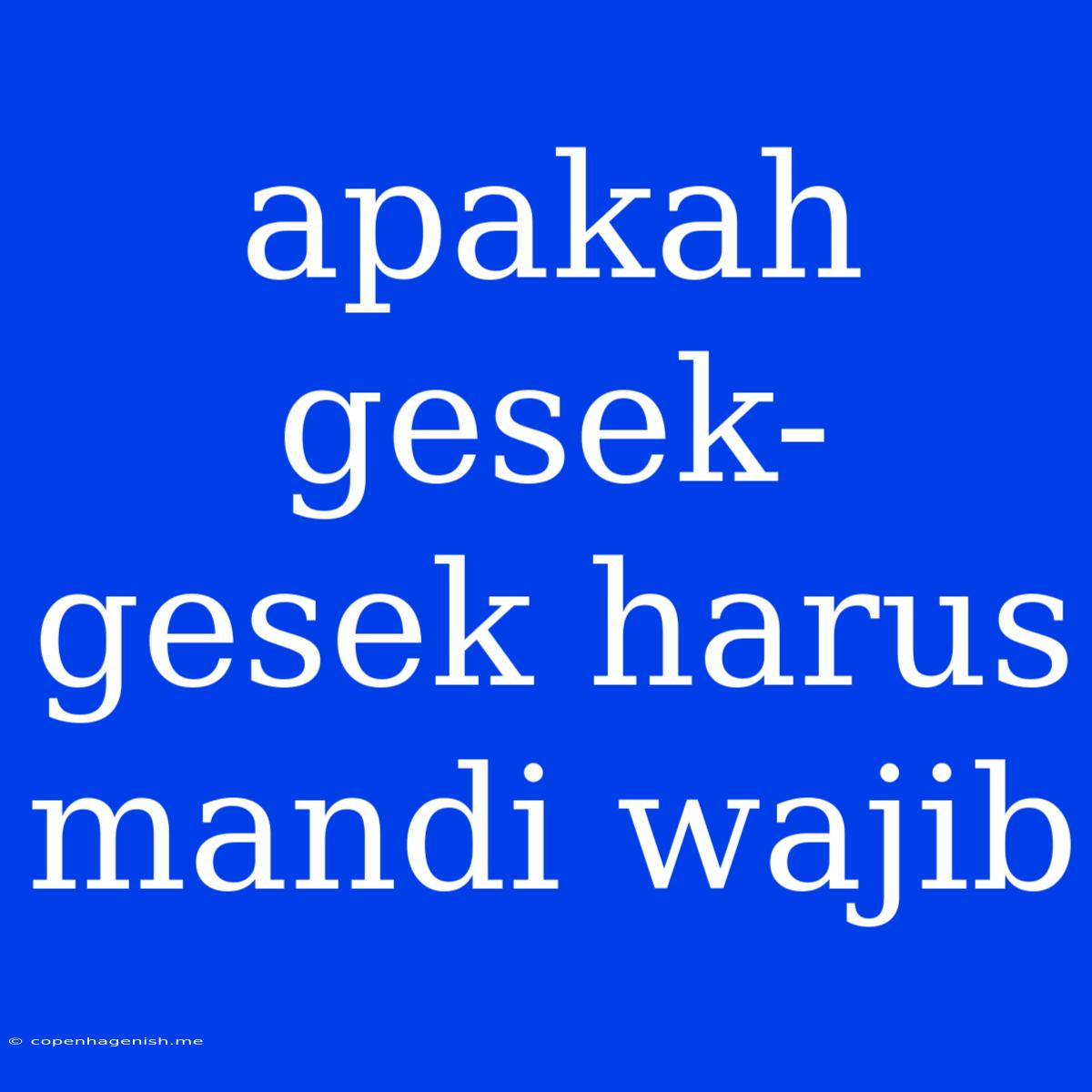 Apakah Gesek-gesek Harus Mandi Wajib