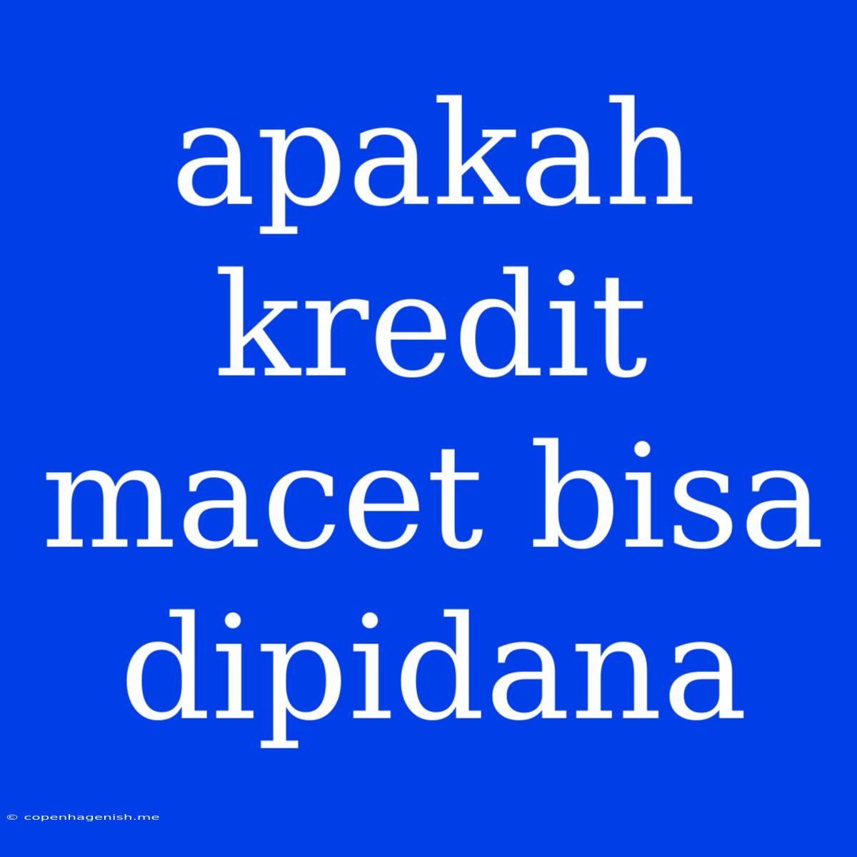 Apakah Kredit Macet Bisa Dipidana