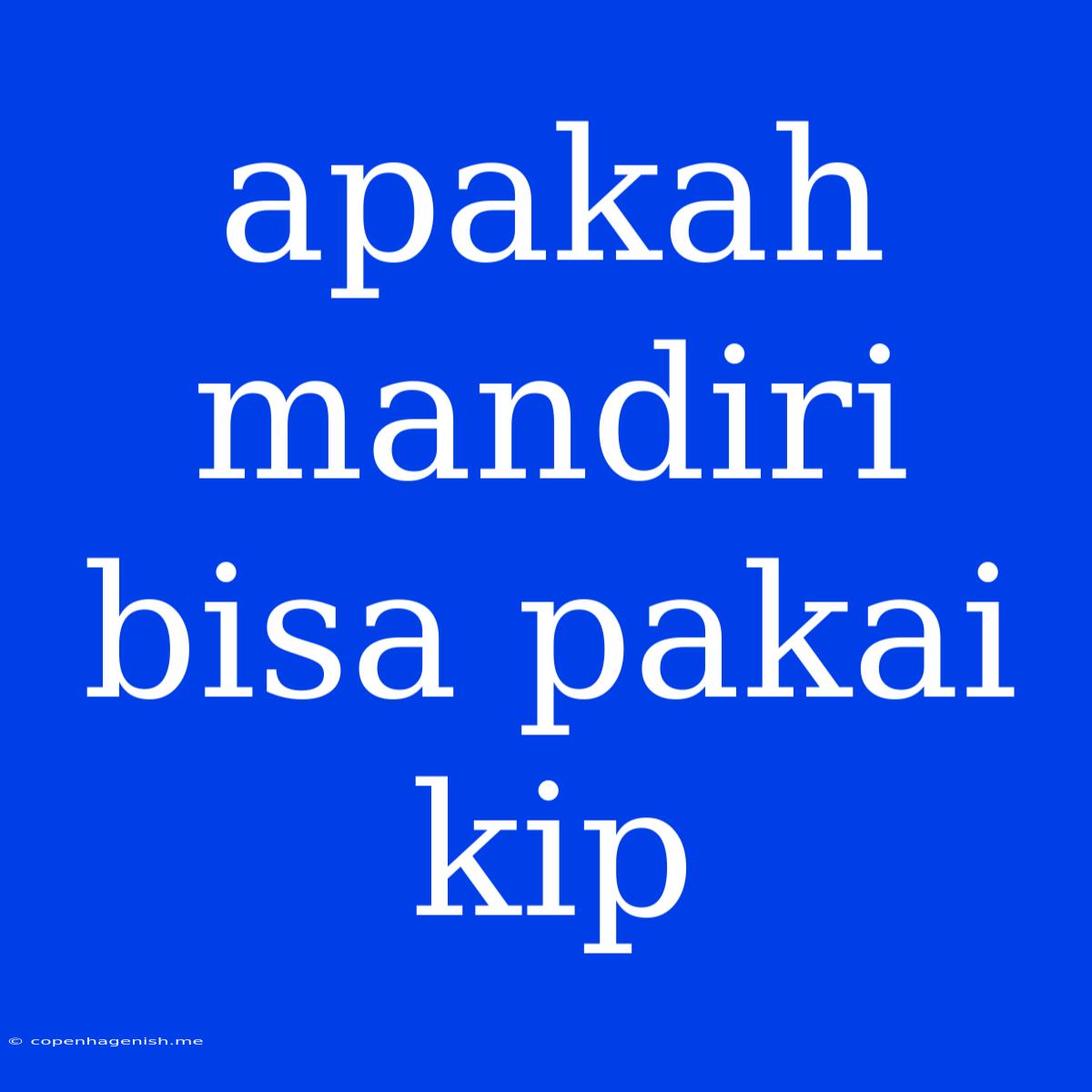 Apakah Mandiri Bisa Pakai Kip