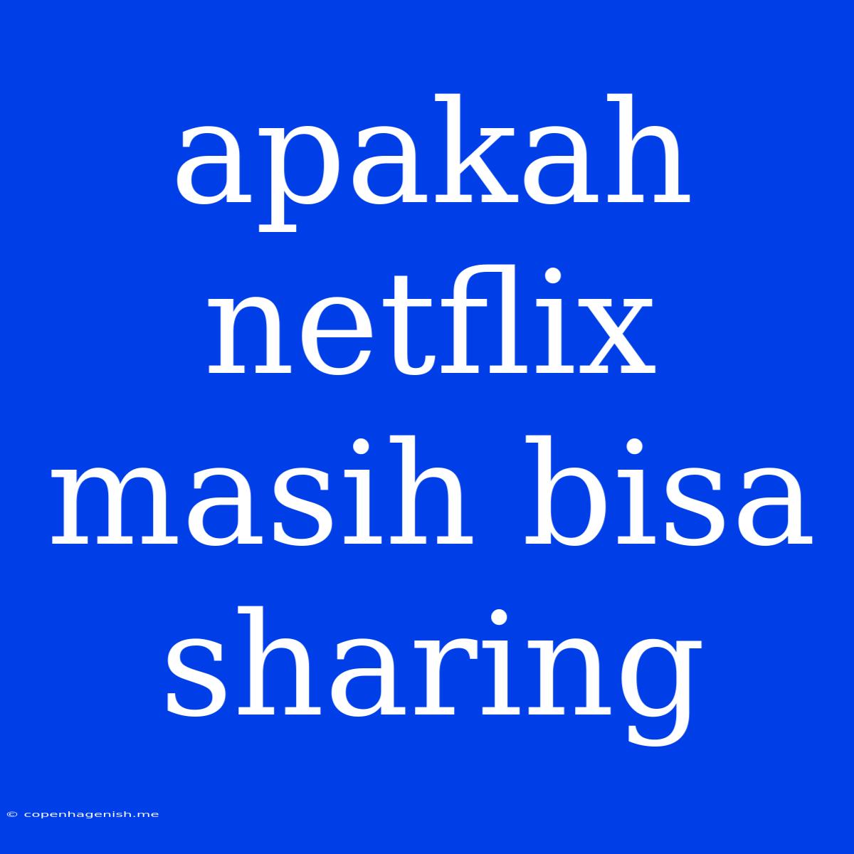 Apakah Netflix Masih Bisa Sharing