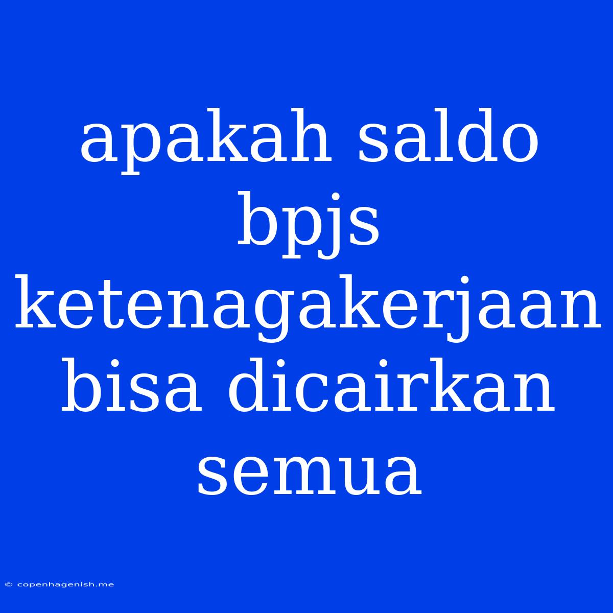 Apakah Saldo Bpjs Ketenagakerjaan Bisa Dicairkan Semua