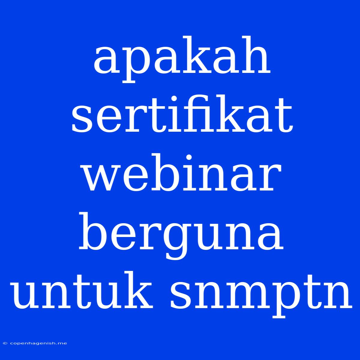 Apakah Sertifikat Webinar Berguna Untuk Snmptn