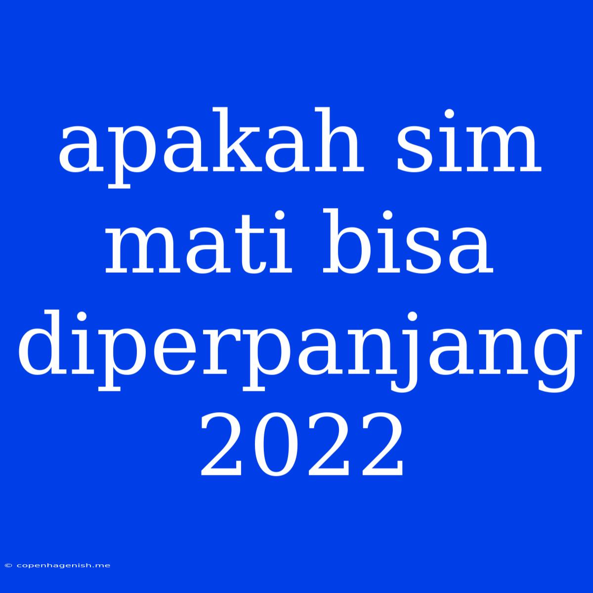 Apakah Sim Mati Bisa Diperpanjang 2022