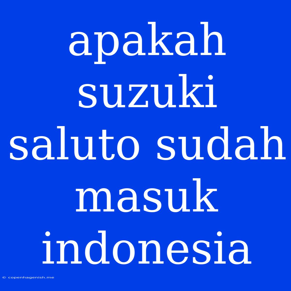 Apakah Suzuki Saluto Sudah Masuk Indonesia