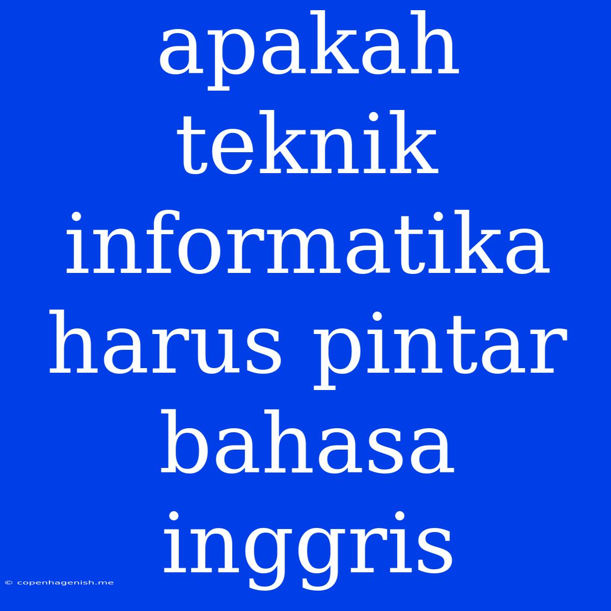 Apakah Teknik Informatika Harus Pintar Bahasa Inggris