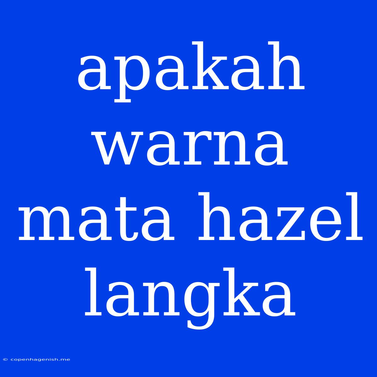 Apakah Warna Mata Hazel Langka