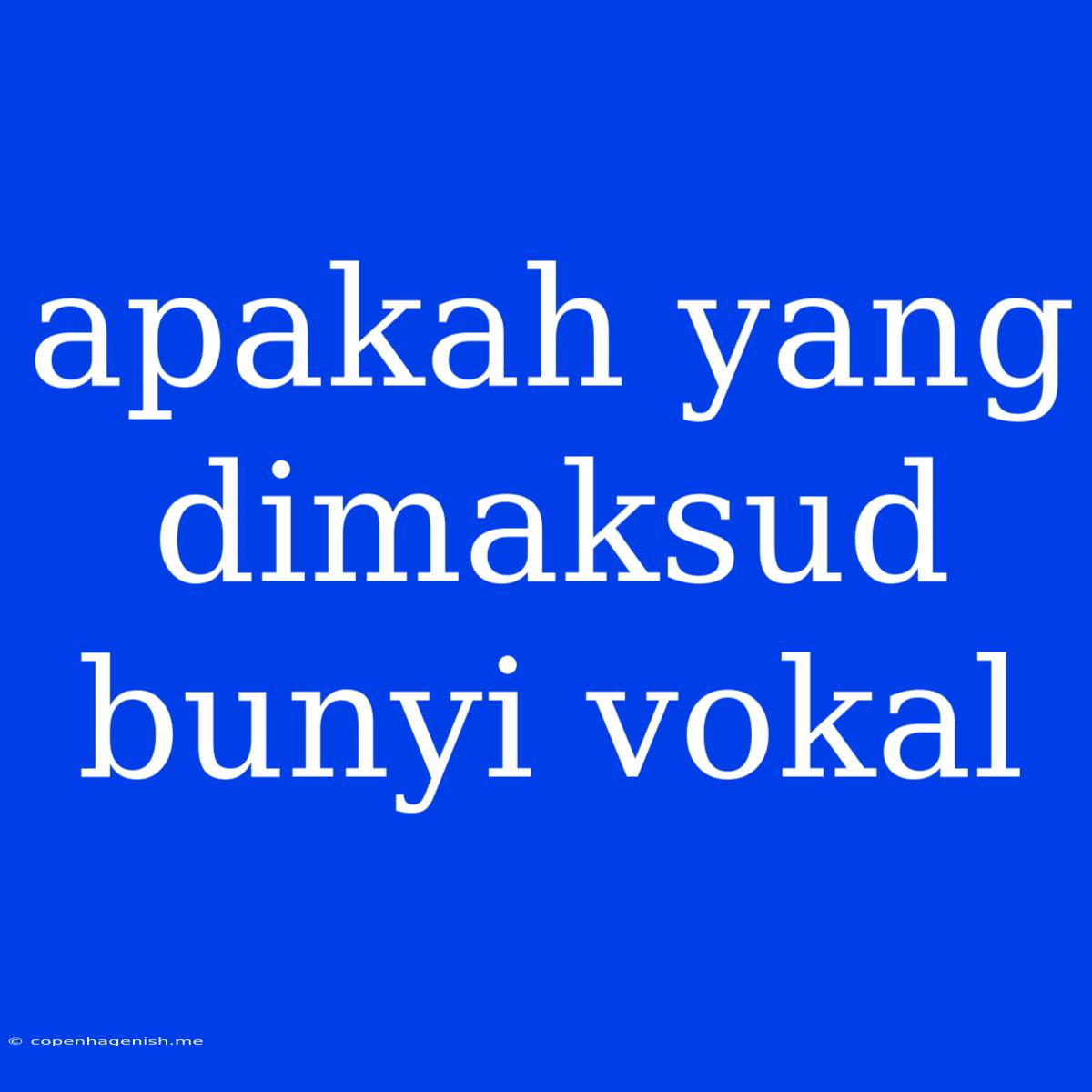 Apakah Yang Dimaksud Bunyi Vokal