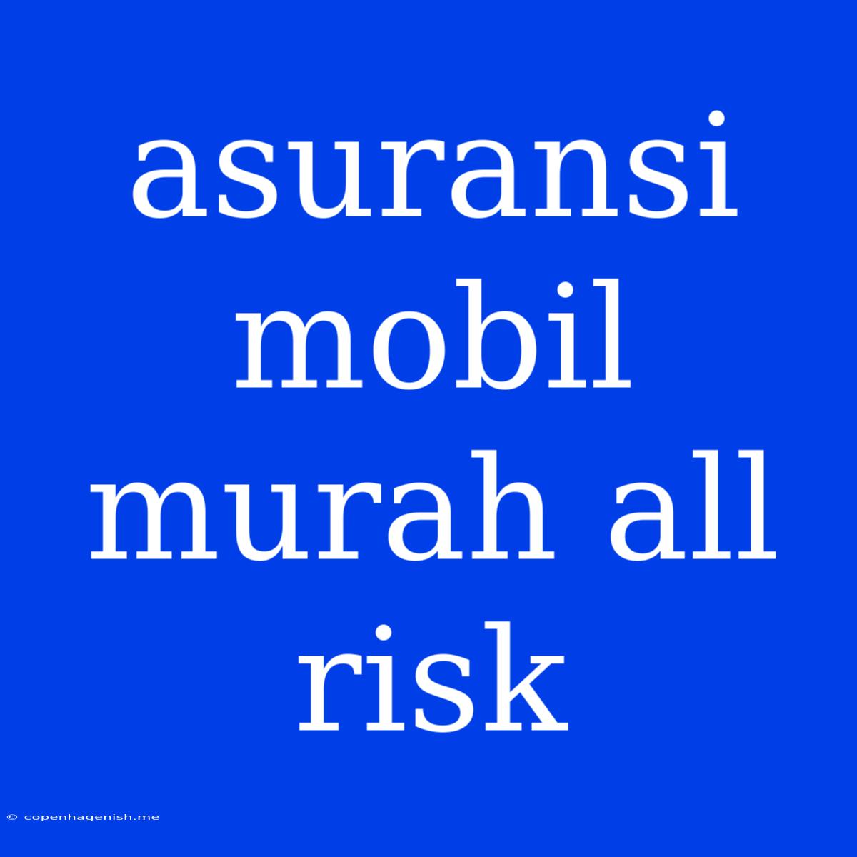 Asuransi Mobil Murah All Risk