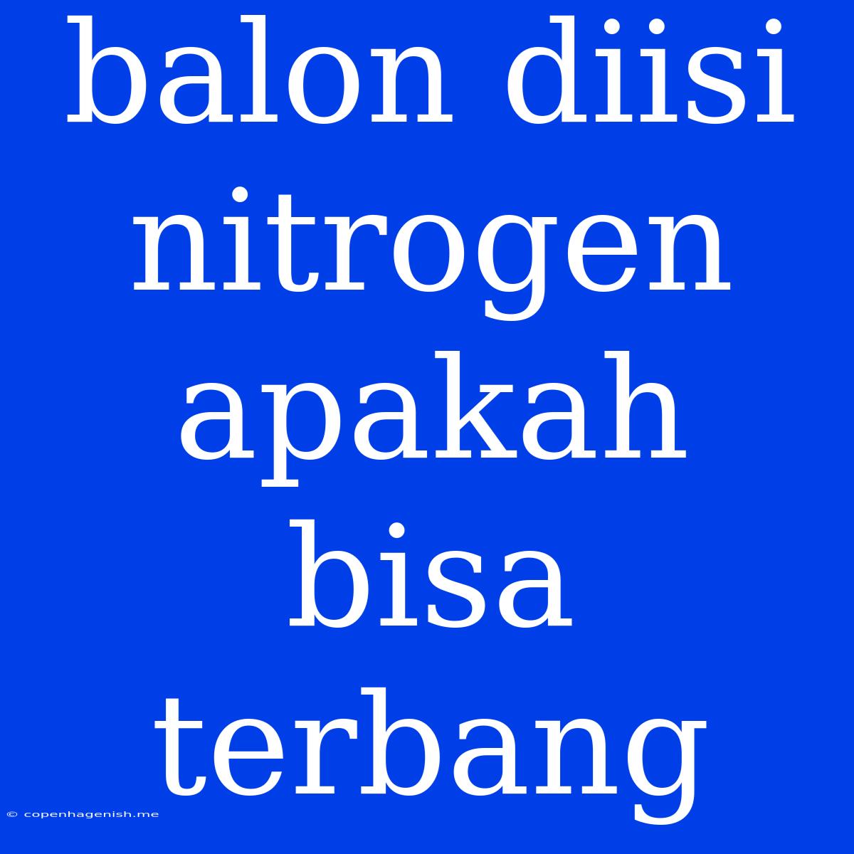 Balon Diisi Nitrogen Apakah Bisa Terbang