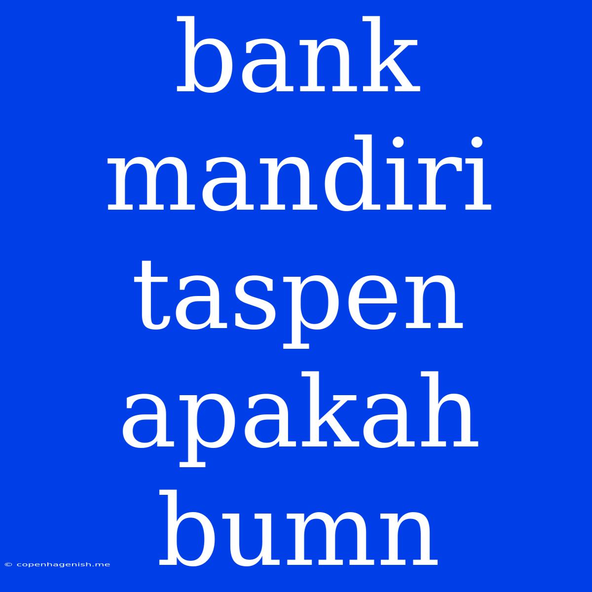 Bank Mandiri Taspen Apakah Bumn