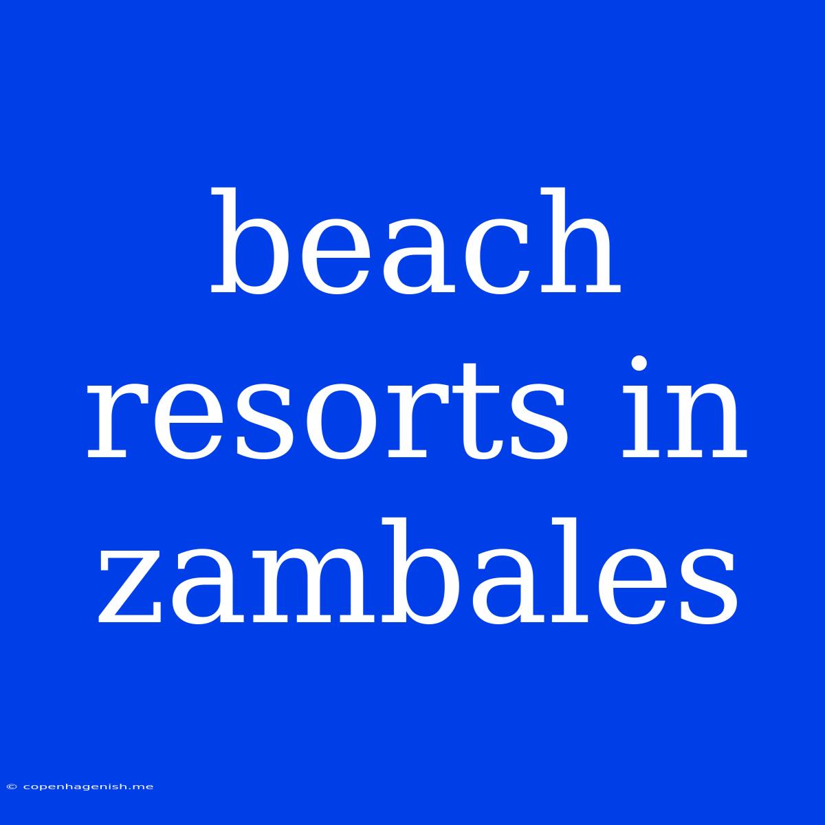 Beach Resorts In Zambales