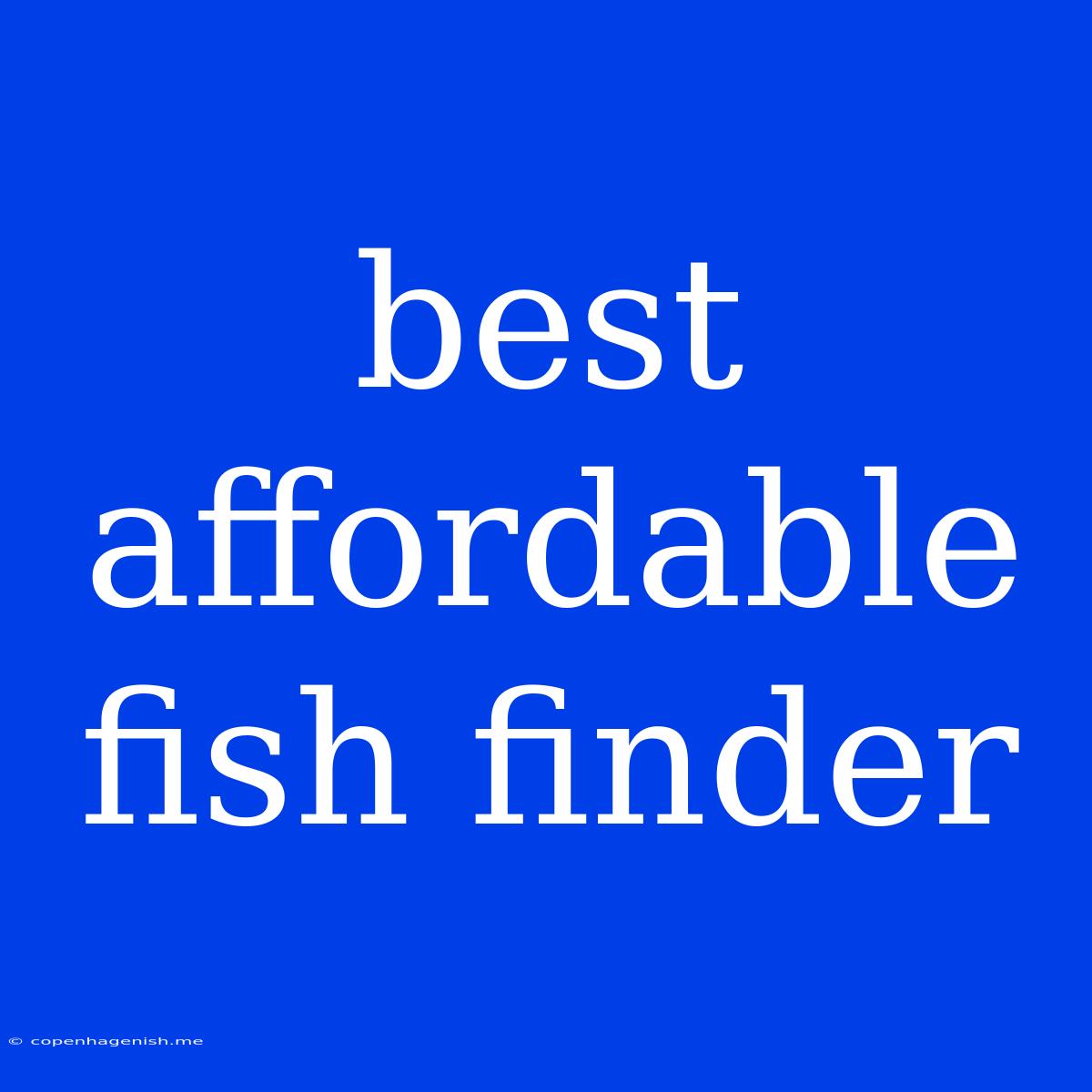 Best Affordable Fish Finder