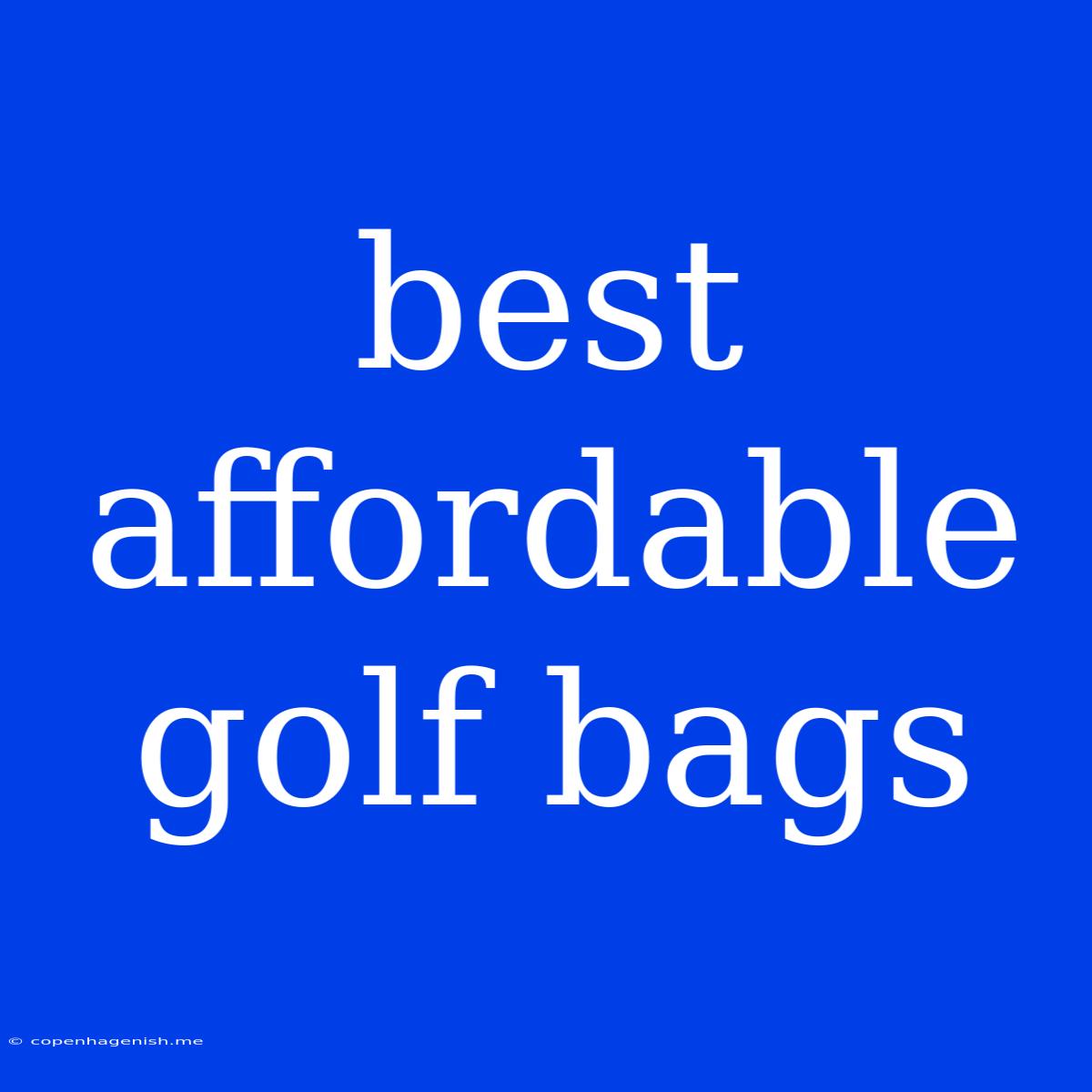 Best Affordable Golf Bags