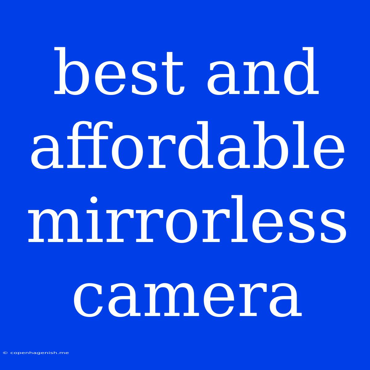 Best And Affordable Mirrorless Camera