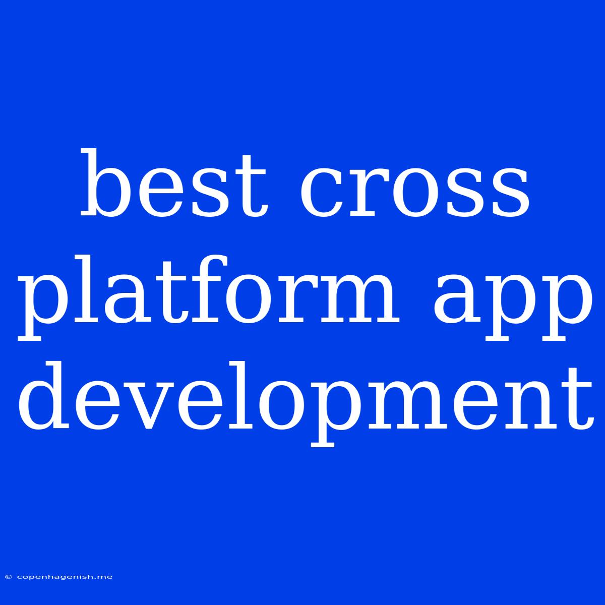 Best Cross Platform App Development