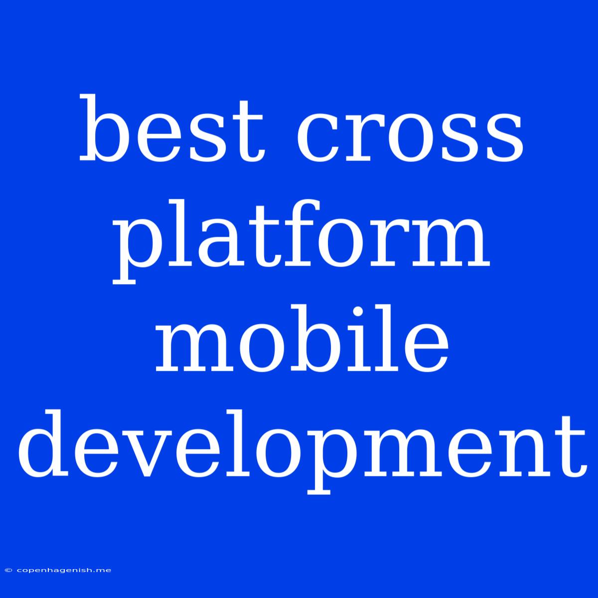 Best Cross Platform Mobile Development