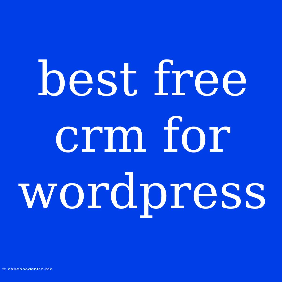 Best Free Crm For Wordpress