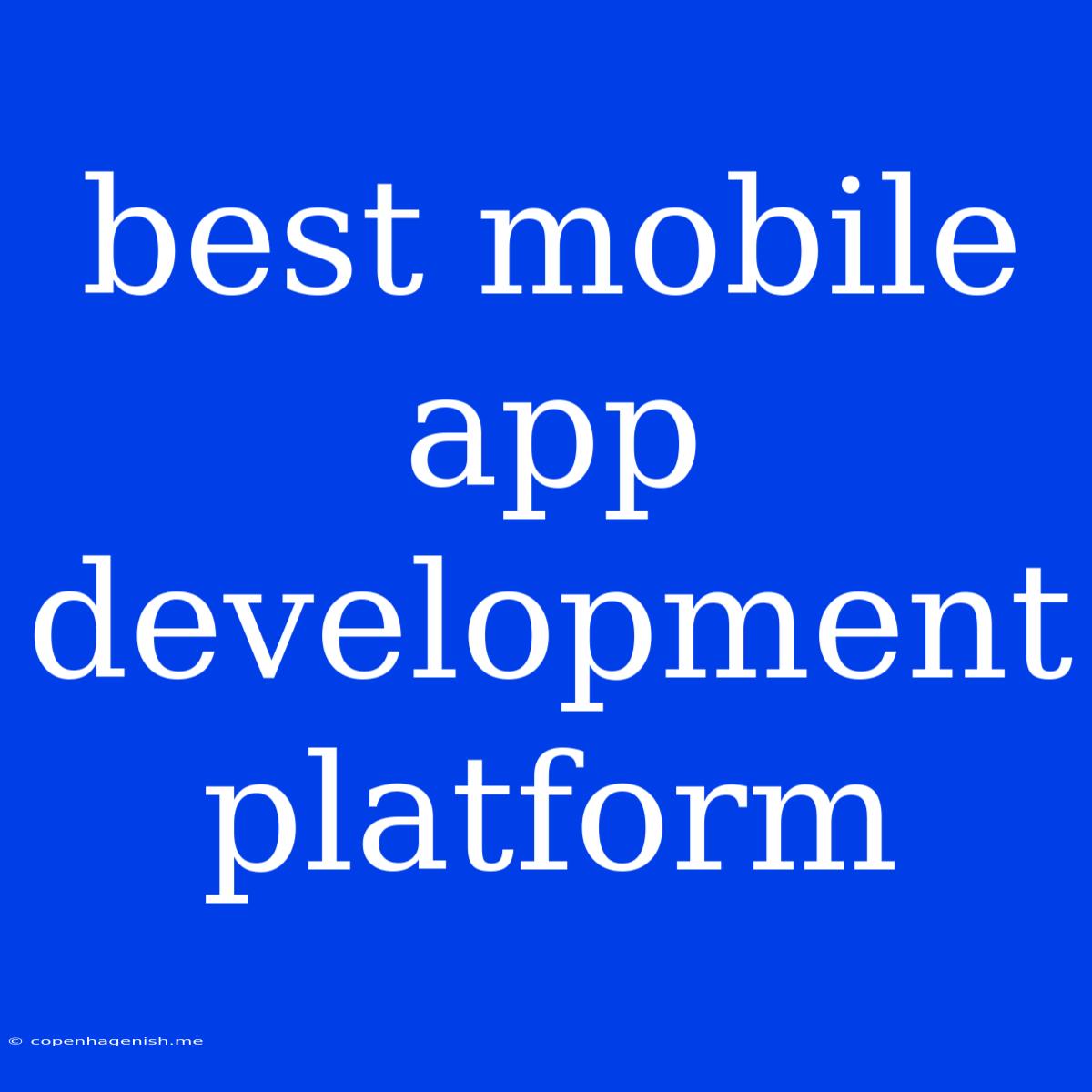 Best Mobile App Development Platform