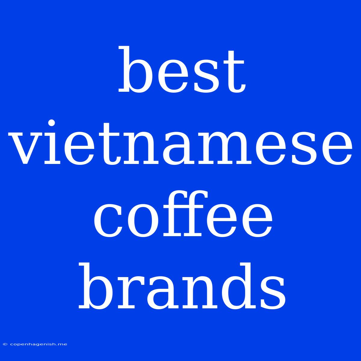 Best Vietnamese Coffee Brands