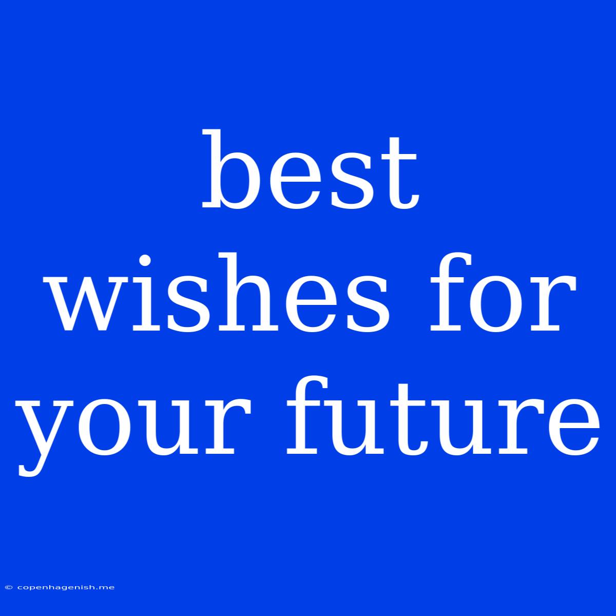 Best Wishes For Your Future