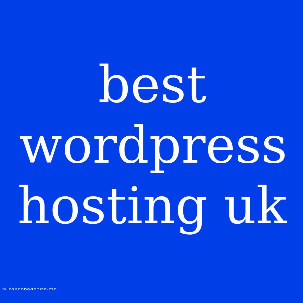 Best Wordpress Hosting Uk