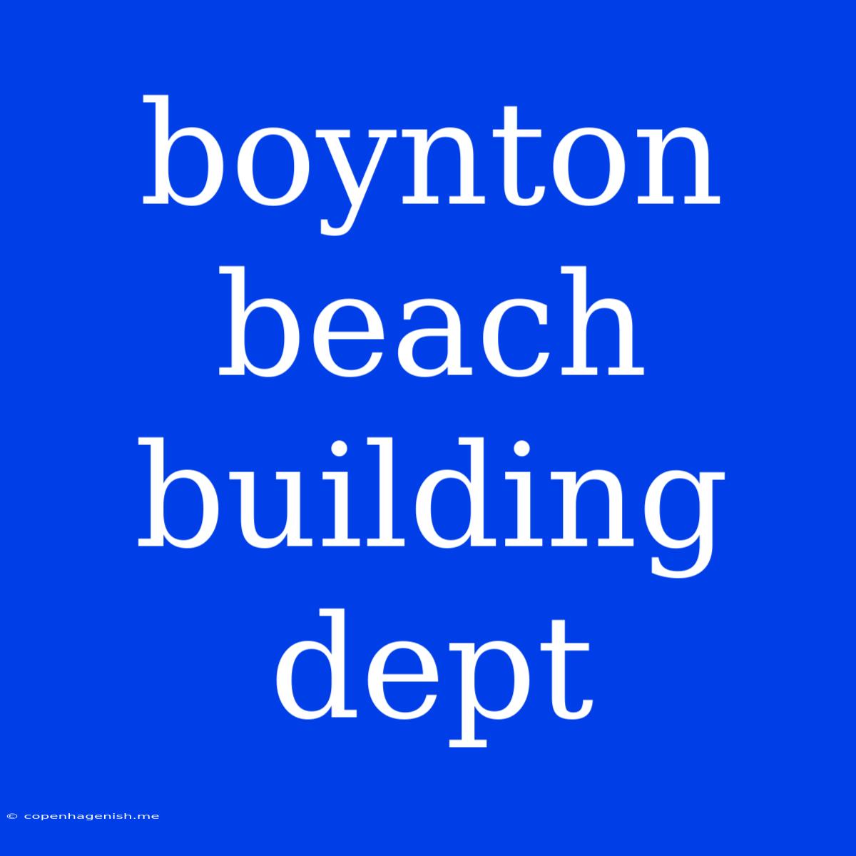 Boynton Beach Building Dept